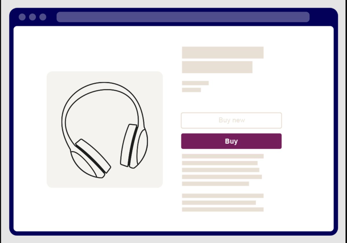 Inspected headphones listed for sale in an online store
