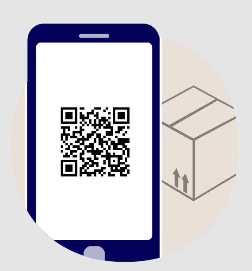 Phone showing a QR code for starting a return