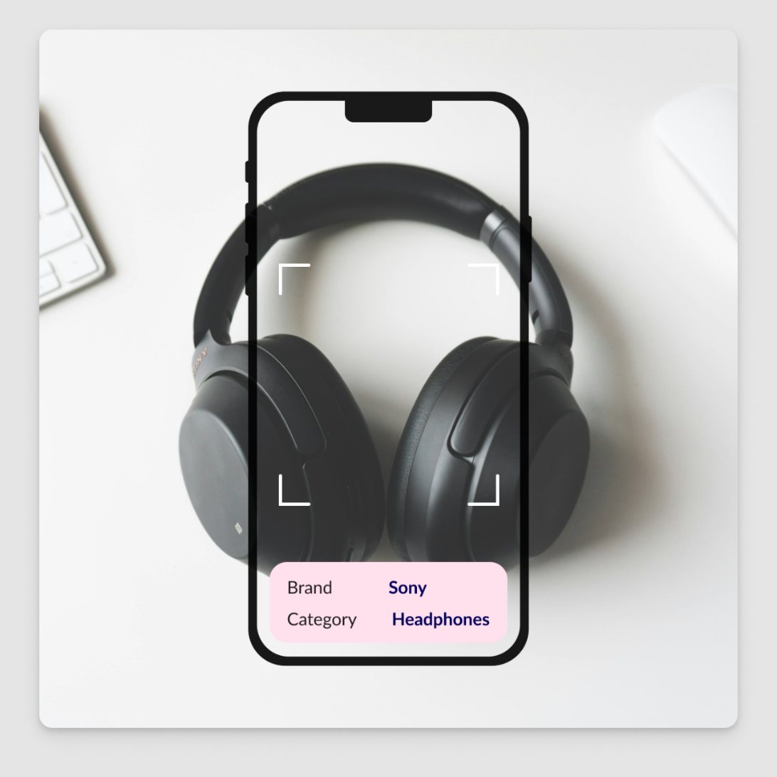 The inspection app recognising Sony headphones on a phone camera