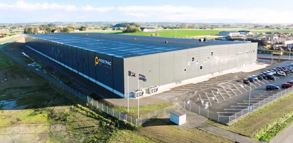 The Postpac warehouse in Skurup, Sweden, from the air